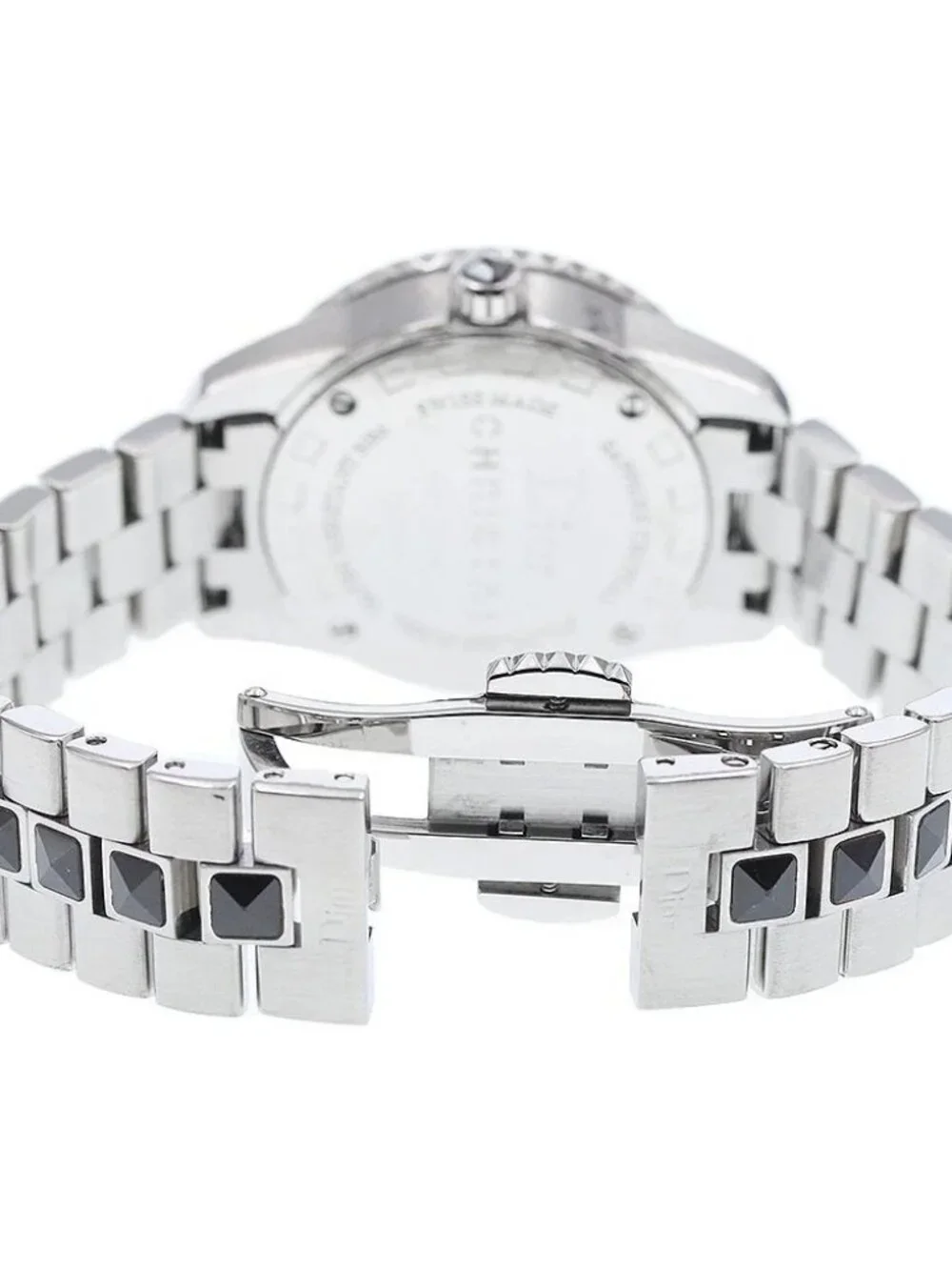 Dior crystal CD112116 Diamond Bezel black Dial Quartz Ladies Watch_
